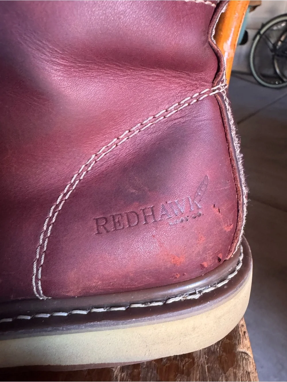 Men's Brown Leather Work Boots. Red Hawk